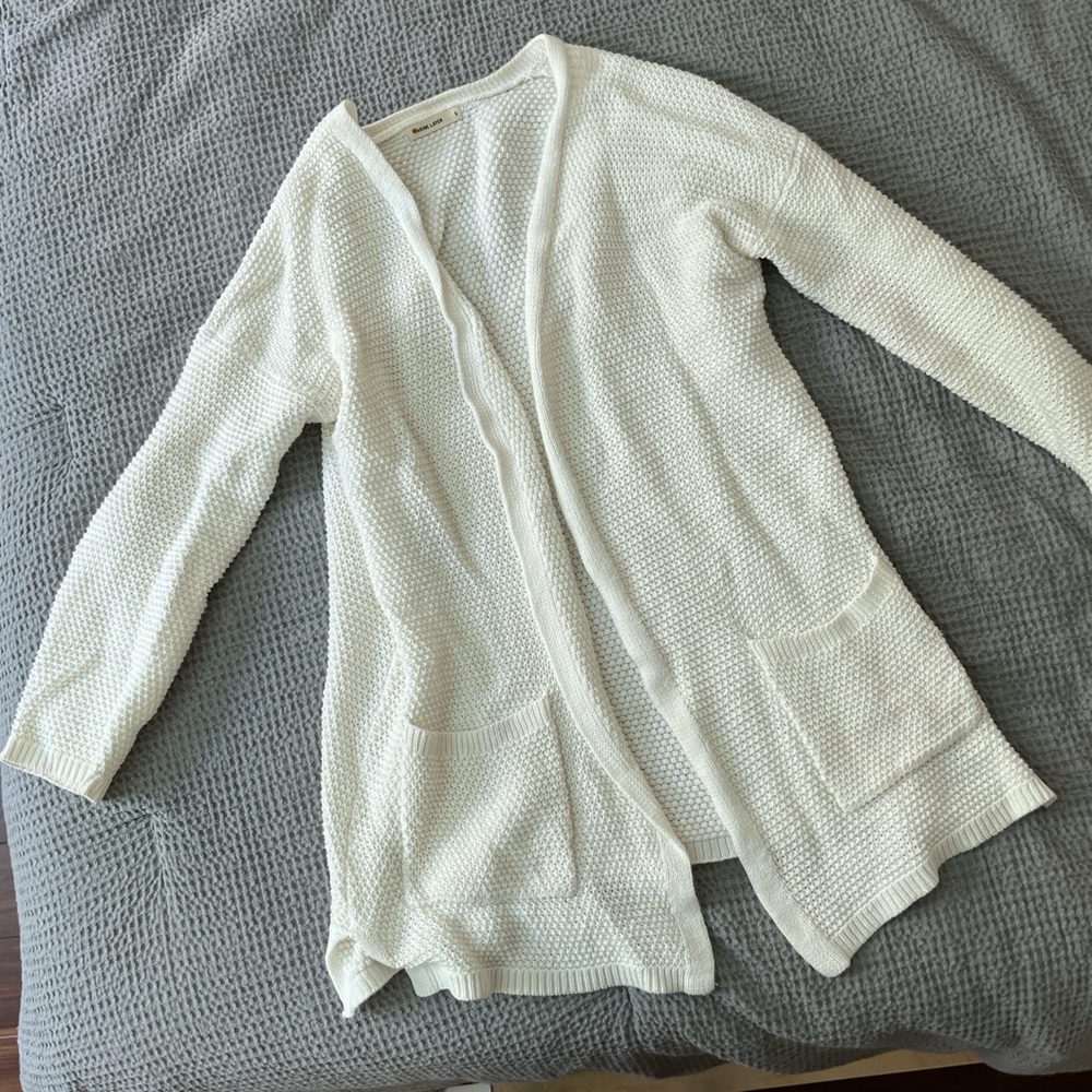Marine Layer Cream Open-Front Cardigan